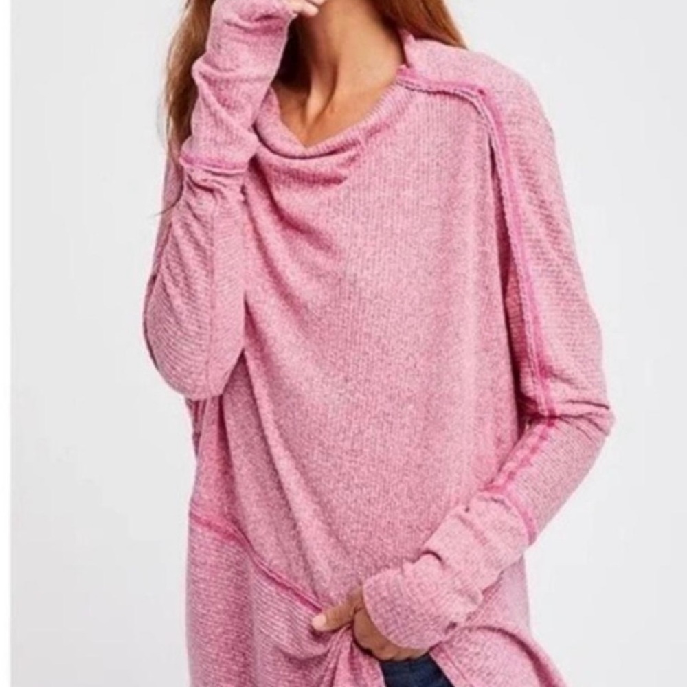 Free People We The Free Cozy Pink Cowl Neck Sweater